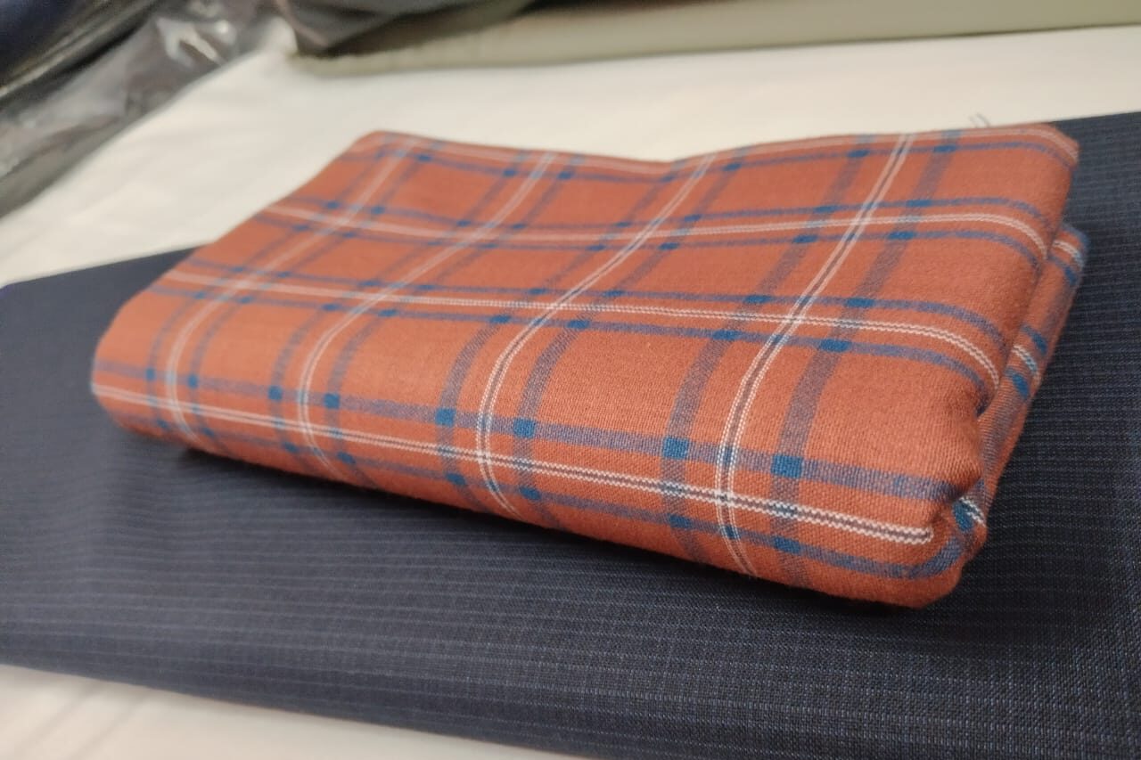 SR TEXOFAB Office Wear Checked Shirt Fabric